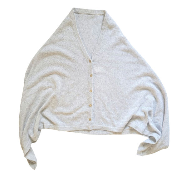 Lilly Pulitzer Womens 100% Cashmere Shawl Gray Wrap Gold Buttons Vintage 2004 - Picture 1 of 5